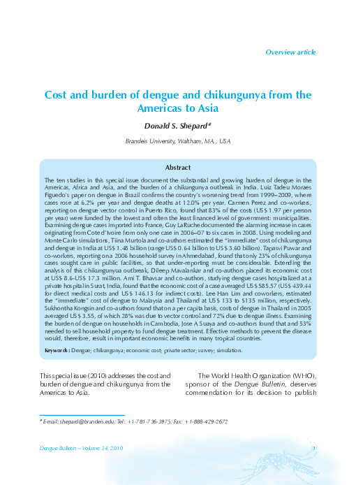 (PDF) Cost and burden of dengue and chikungunya from the Americas to Asia