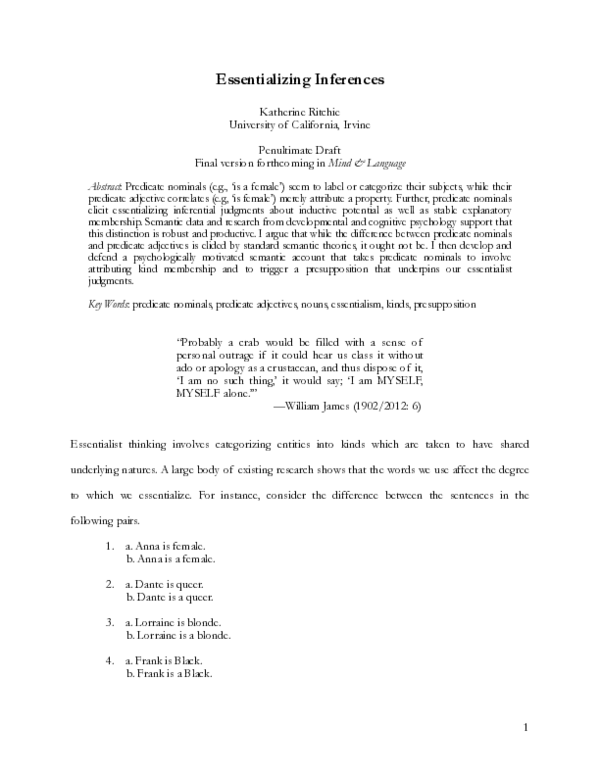 (PDF) Essentializing Inferences