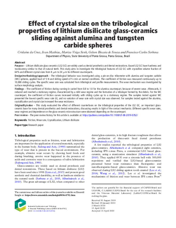(PDF) Effect of crystal size on the tribological properties of lithium ...