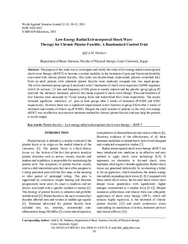 (PDF) Low-Energy Radial Extracorporeal Shock Wave Therapy for Chronic ...