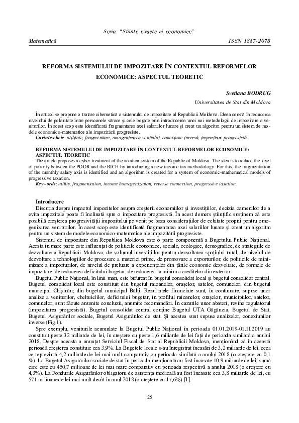 (PDF) Reforma Sistemului De Impozitare În Contextul Reformelor ...