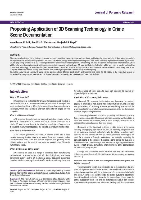 (PDF) Proposing Application of 3D Scanning Technology in Crime Scene ...