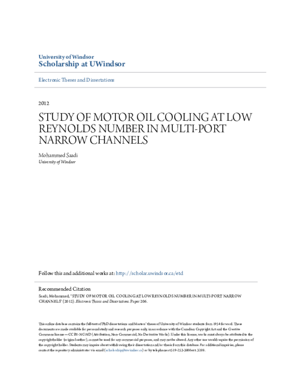 (PDF) Study of Motor Oil Cooling at Low Reynolds Number in Multi-Port ...