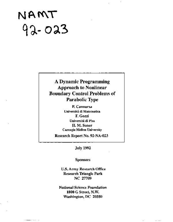 (PDF) A Dynamic Programming Approach to Nonlinear Boundary Control ...
