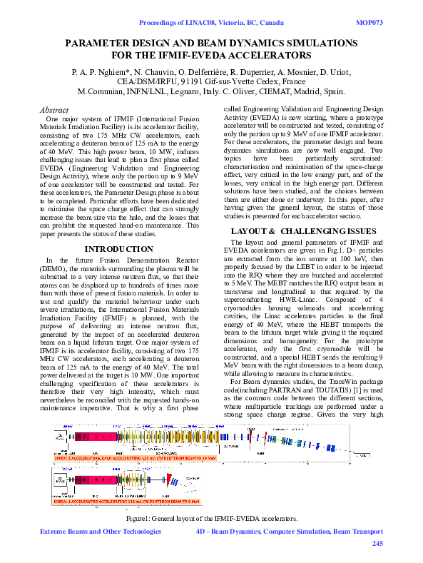 (PDF) Parameter Design and Beam Dynamics Simulations for the IFMIF ...