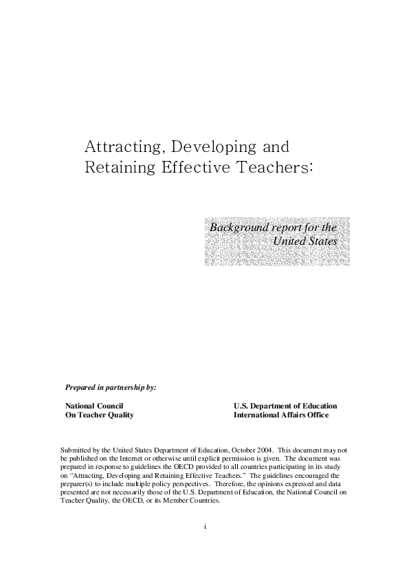 (PDF) Attracting, developing and retaining effective teachers in the ...