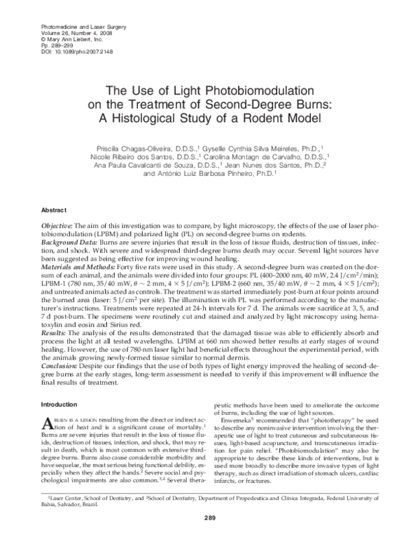 (PDF) The Use of Light Photobiomodulation on the Treatment of Second ...