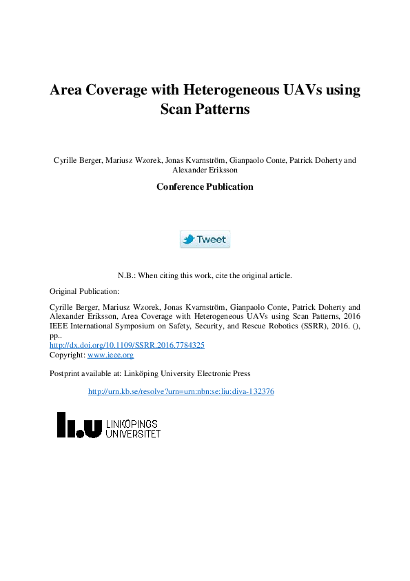 (PDF) Area coverage with heterogeneous UAVs using scan patterns