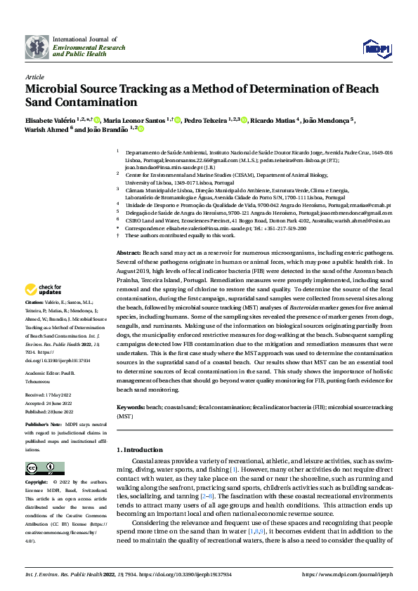 (PDF) Microbial Source Tracking as a Method of Determination of Beach ...
