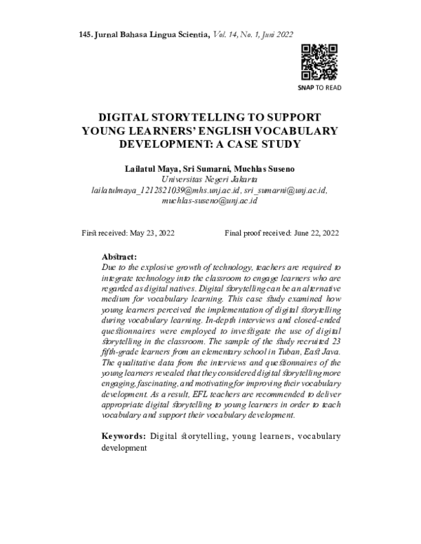 (PDF) Digital Storytelling to Support Young Learners’ English ...