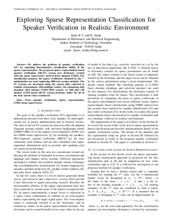 (PDF) Exploring sparse representation classification for speaker ...