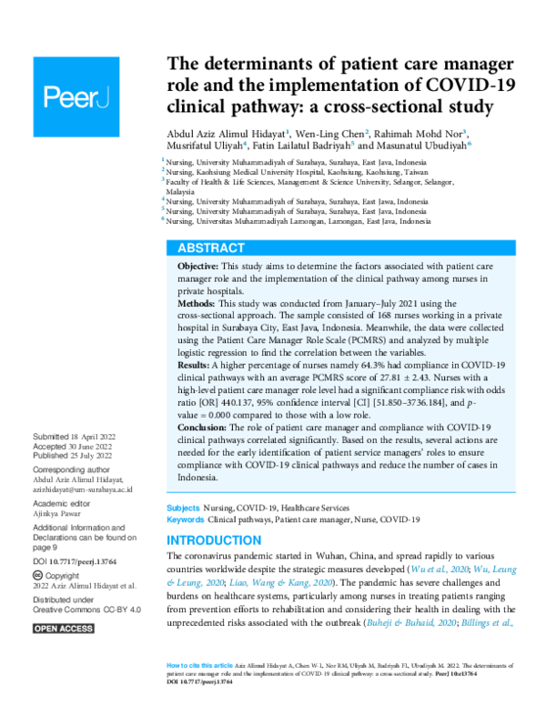 (PDF) The determinants of patient care manager role and the ...