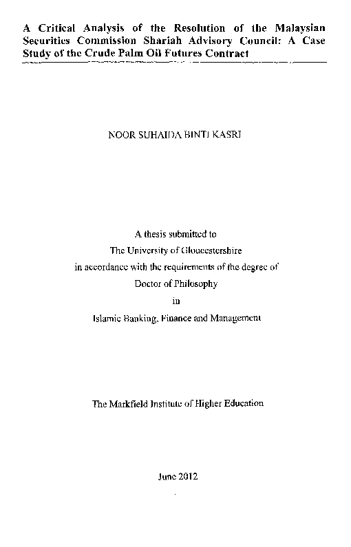 (PDF) A critical analysis of the resolution of the Malaysian Securities ...