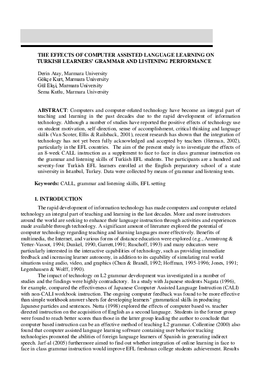 (PDF) The Effects of Computer-Assisted Language Learning (CALL) In ...
