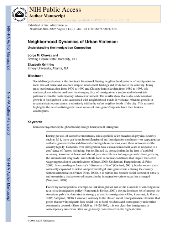 (PDF) Neighborhood Dynamics of Urban Violence