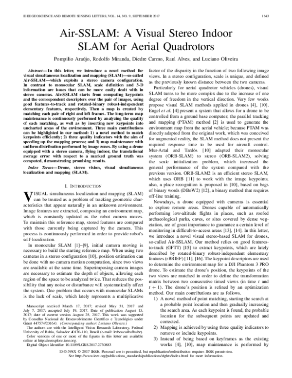 (PDF) Air-SSLAM: A Visual Stereo Indoor SLAM for Aerial Quadrotors