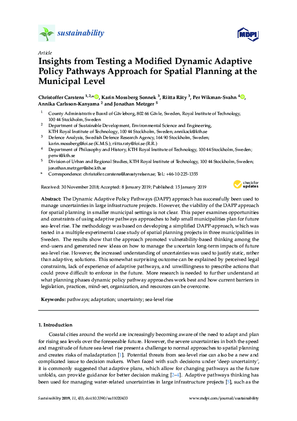 (PDF) Insights from Testing a Modified Dynamic Adaptive Policy Pathways ...