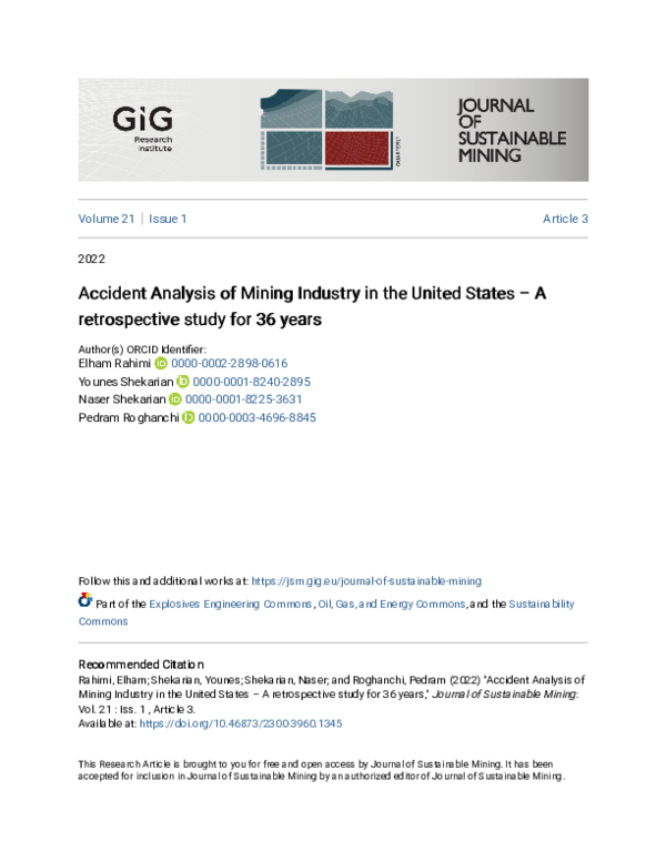 (PDF) Accident Analysis of Mining Industry in the United States – A ...