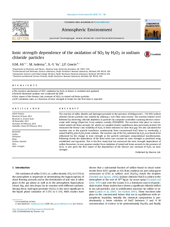 (PDF) Ionic strength dependence of the oxidation of SO2 by H2O2 in ...