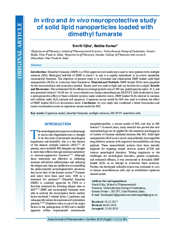 (PDF) In vitro and In vivo neuroprotective study of solid lipid ...