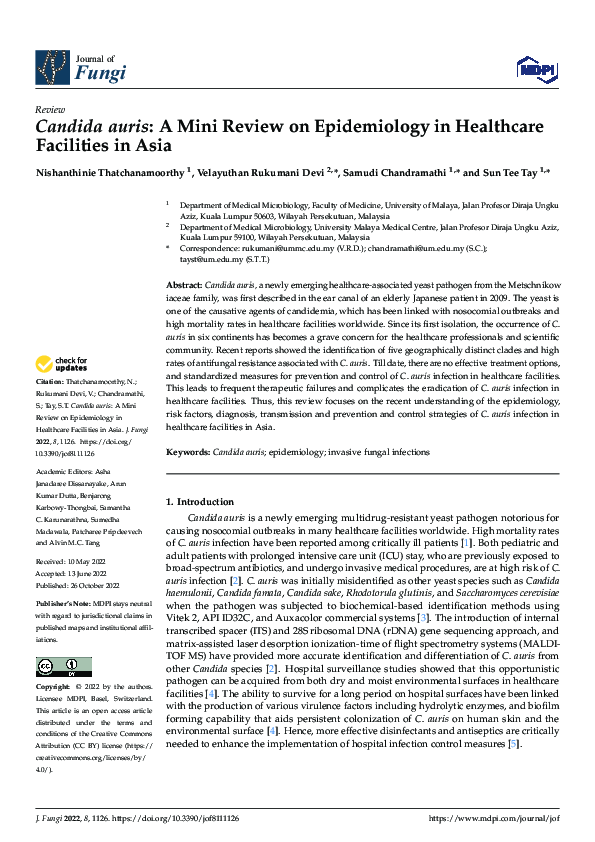 (PDF) Candida auris: A Mini Review on Epidemiology in Healthcare ...