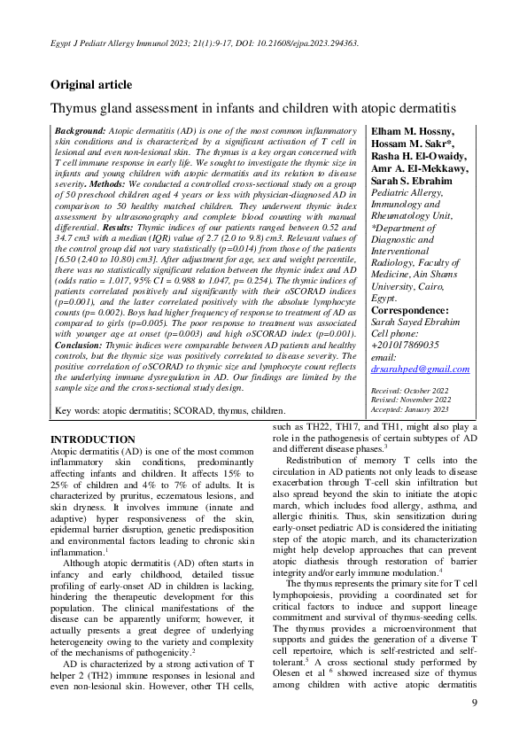(PDF) Thymus gland assessment in infants and children with atopic