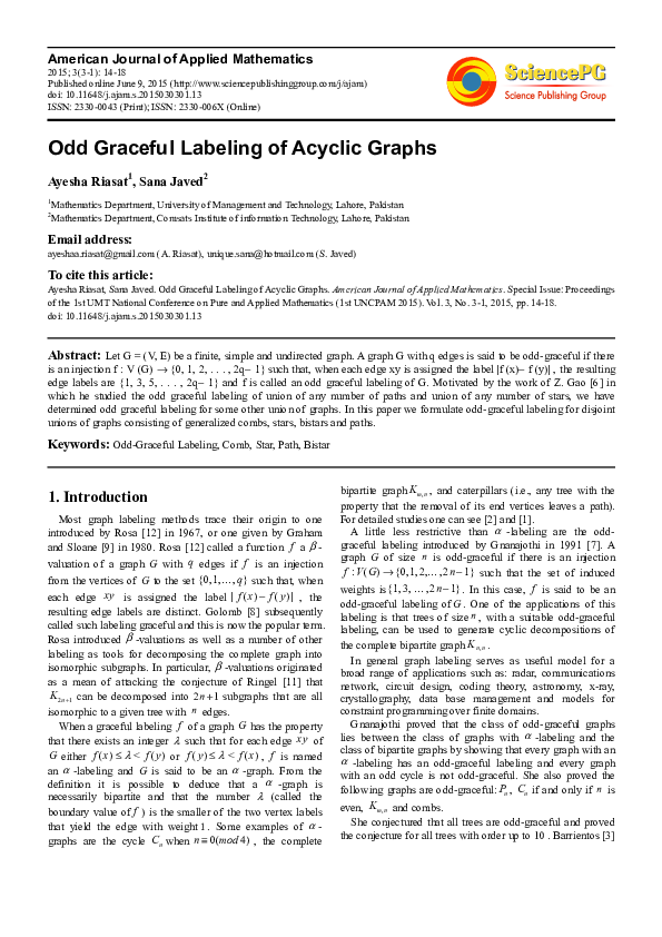 (PDF) Odd Graceful Labeling of Acyclic Graphs