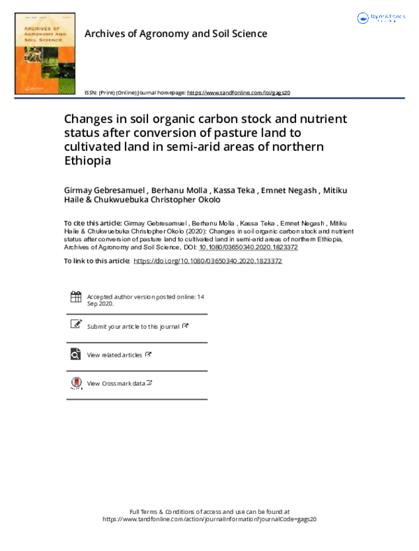 (PDF) Changes in soil organic carbon stock and nutrient status after ...