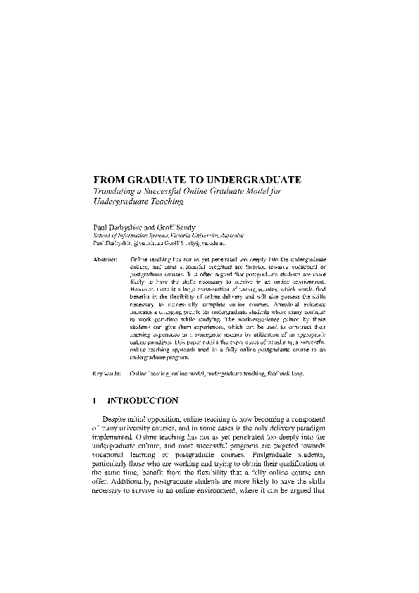 (PDF) From Graduate to Undergraduate