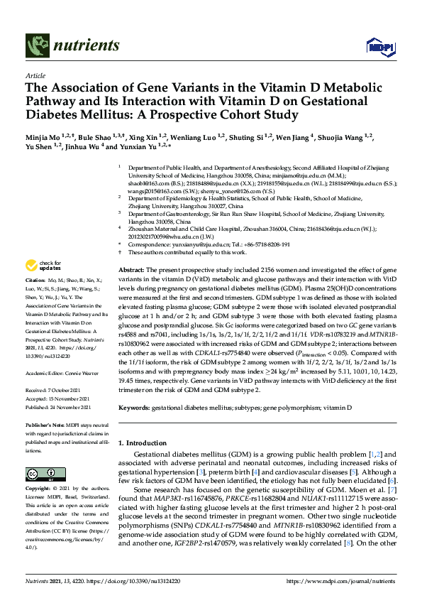 (PDF) The Association of Gene Variants in the Vitamin D Metabolic ...