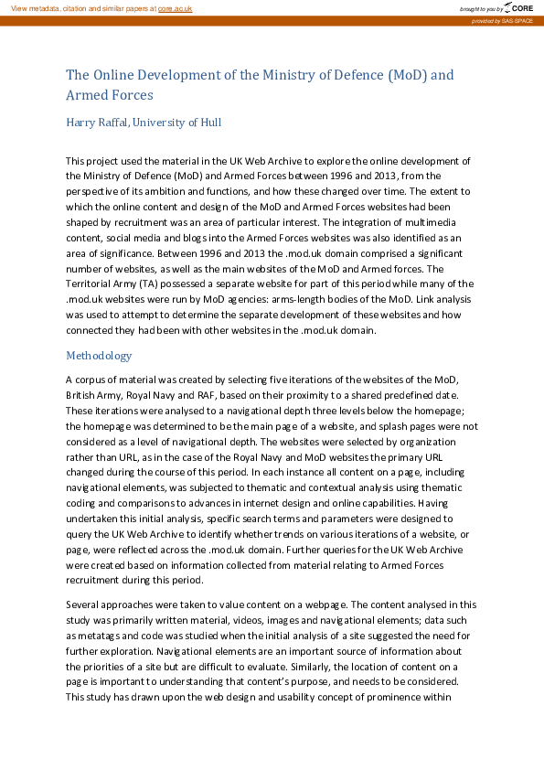 (PDF) The Online Development of the Ministry of Defence (MoD) and Armed ...