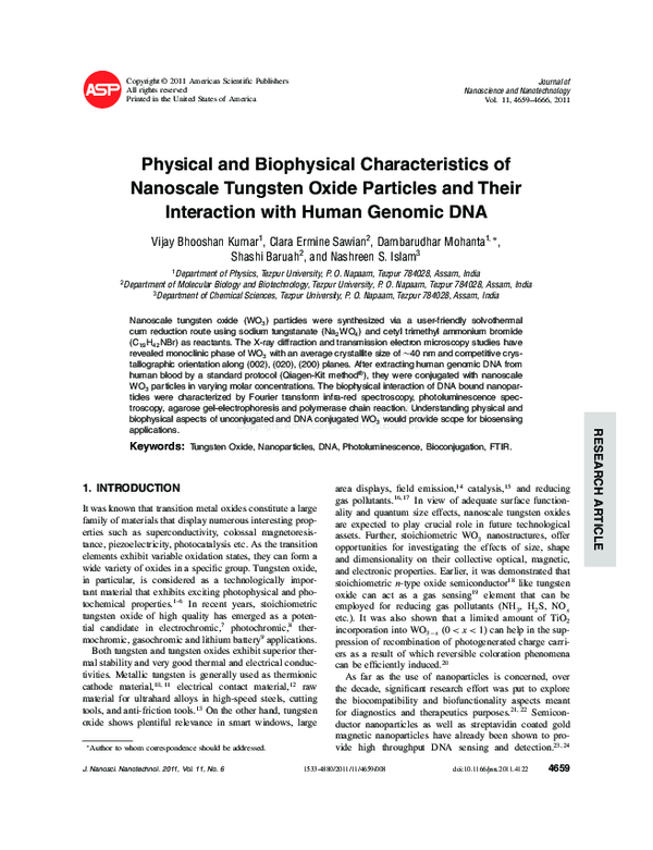 (PDF) Physical and Biophysical Characteristics of Nanoscale Tungsten ...
