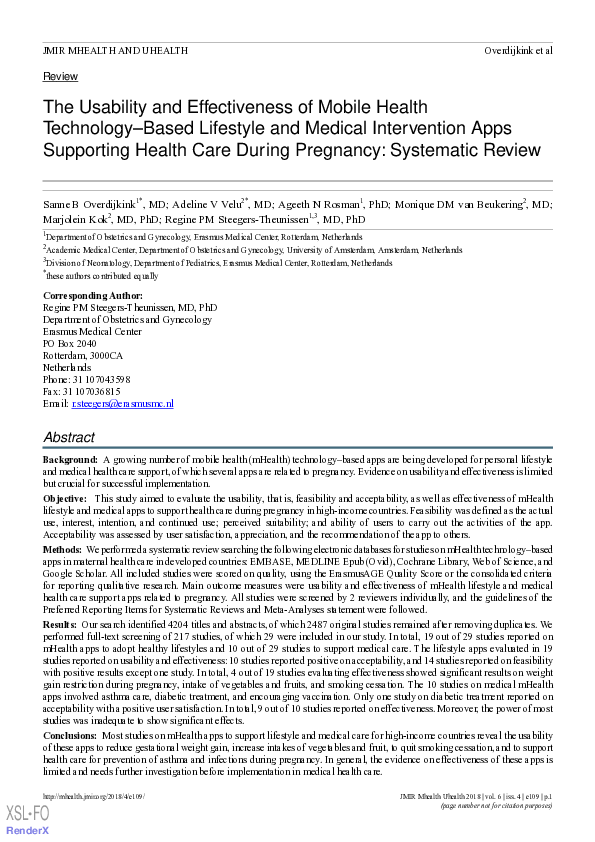 (PDF) The Usability and Effectiveness of Mobile Health Technology–Based ...