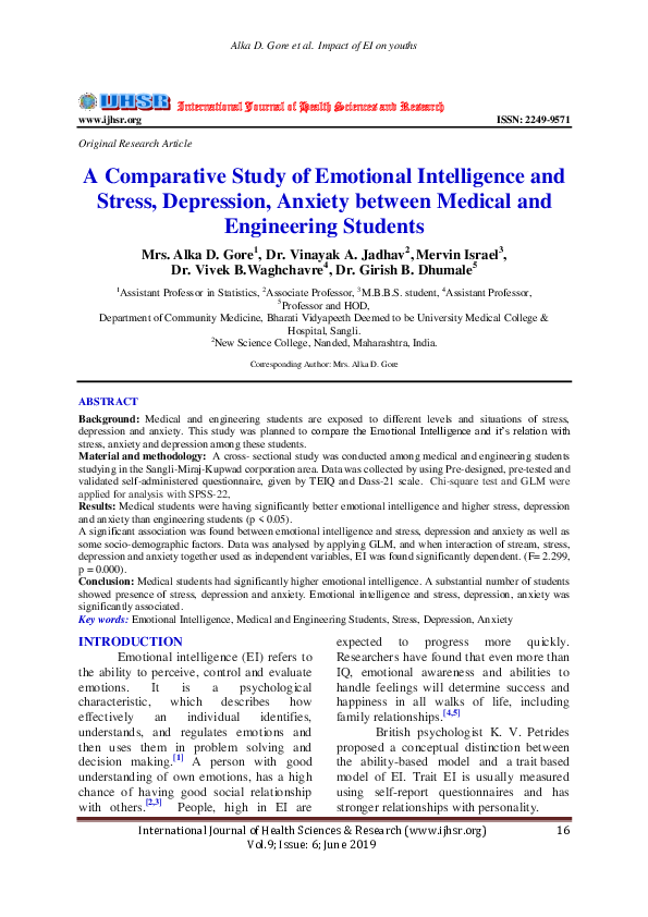 (PDF) A comparative study of emotional intelligence among secondary ...