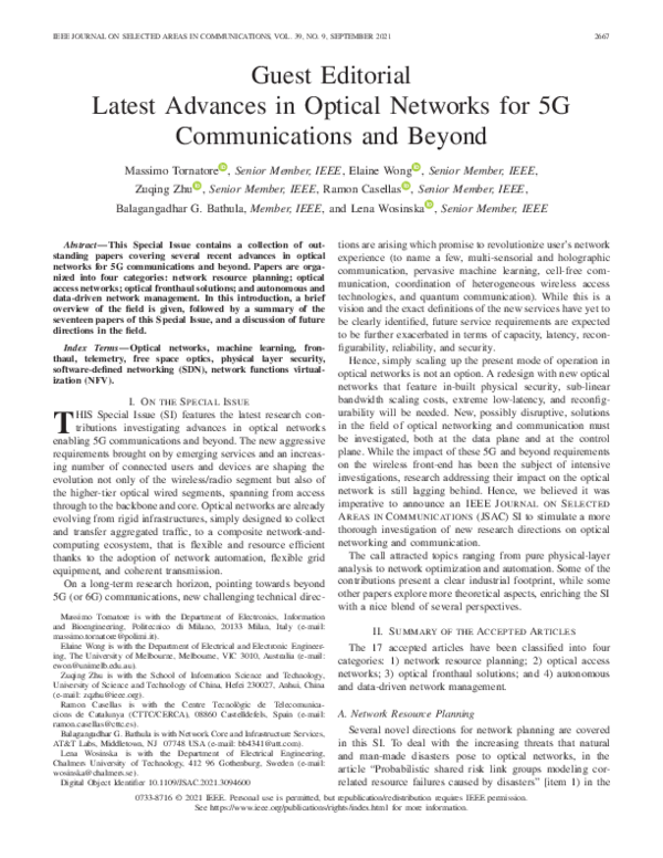 (PDF) Guest Editorial Latest Advances in Optical Networks for 5G ...