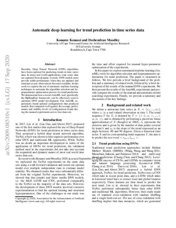 (PDF) Automatic deep learning for trend prediction in time series data