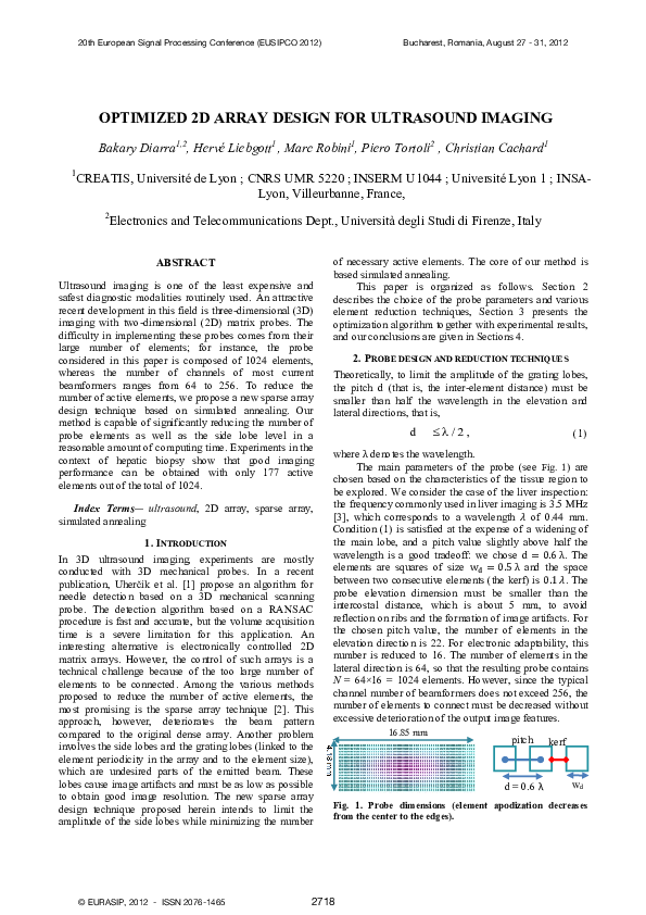 (PDF) Optimized 2D Array Design For Ultrasound Imaging
