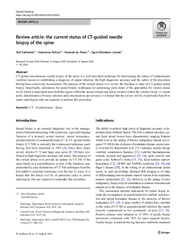 (PDF) Review article: the current status of CT-guided needle biopsy of ...