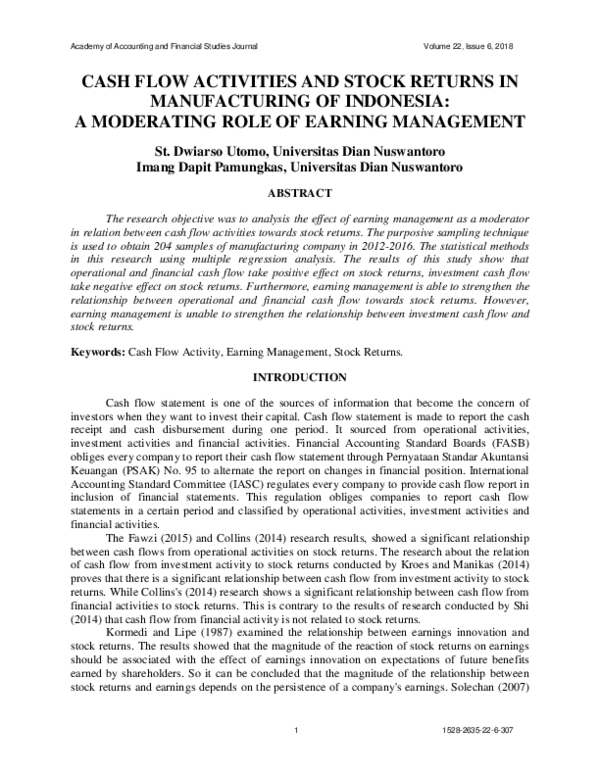 (PDF) Information on Cash Flow Statements and Stock Return