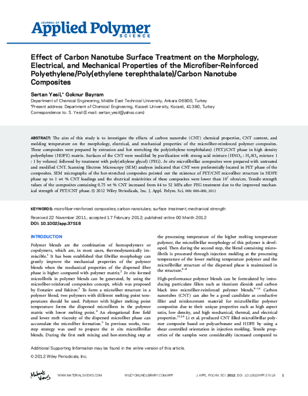 (PDF) Effect of carbon nanotube surface treatment on the morphology ...