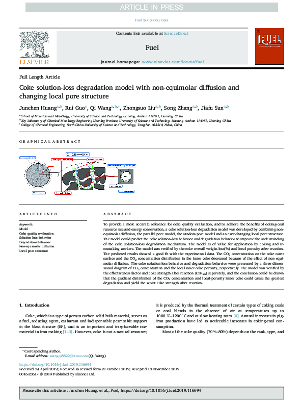 (PDF) Coke solution-loss degradation model with non-equimolar diffusion ...