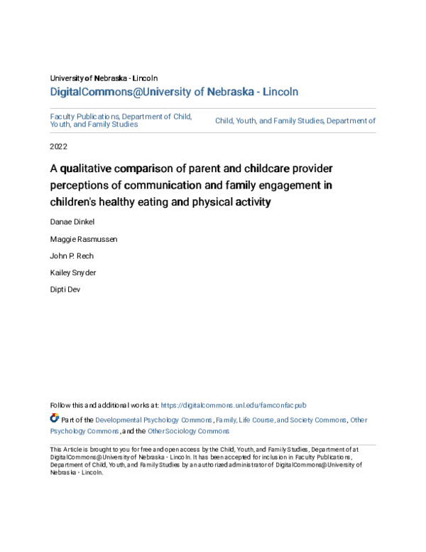 (PDF) A qualitative comparison of parent and childcare provider ...