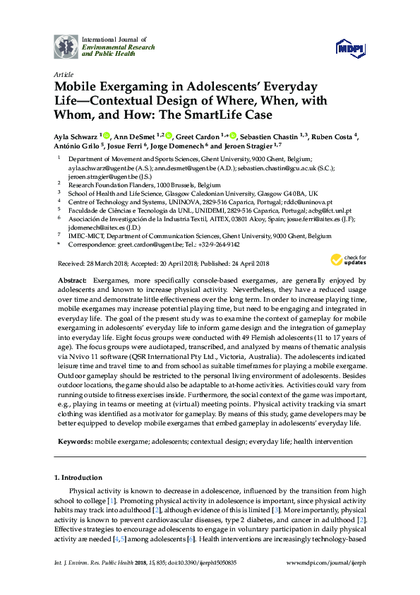 (PDF) Mobile Exergaming in Adolescents' Everyday Life-Contextual Design ...