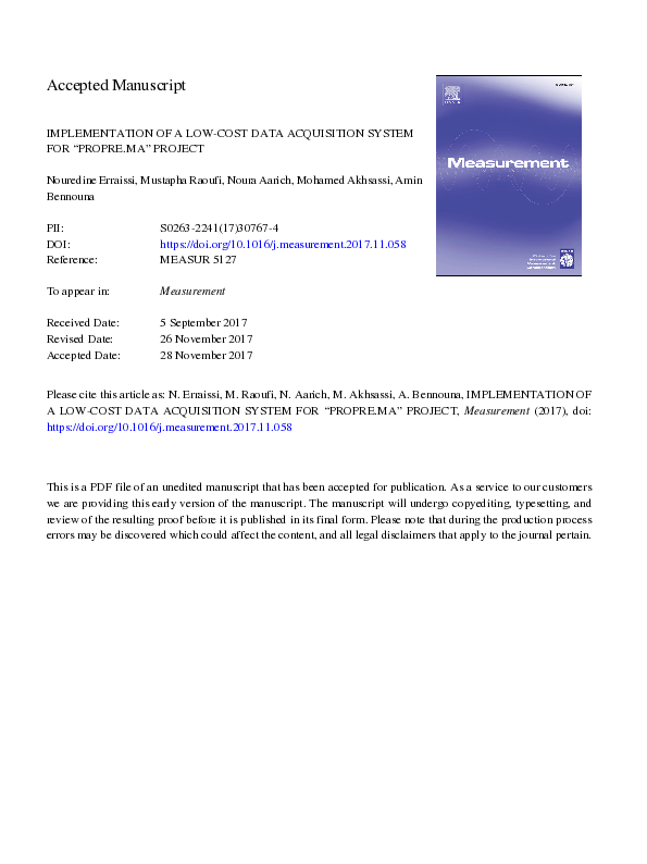 (PDF) Implementation of a low-cost data acquisition system for “PROPRE ...