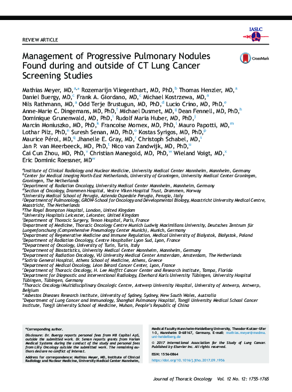 (PDF) Management of progressive pulmonary nodules found during and ...