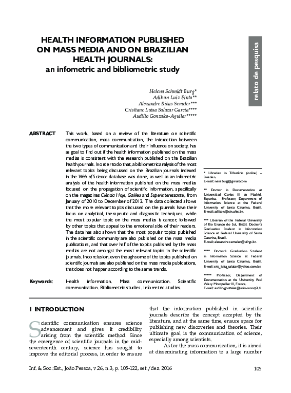(PDF) Health information published on mass media and on Brazilian ...