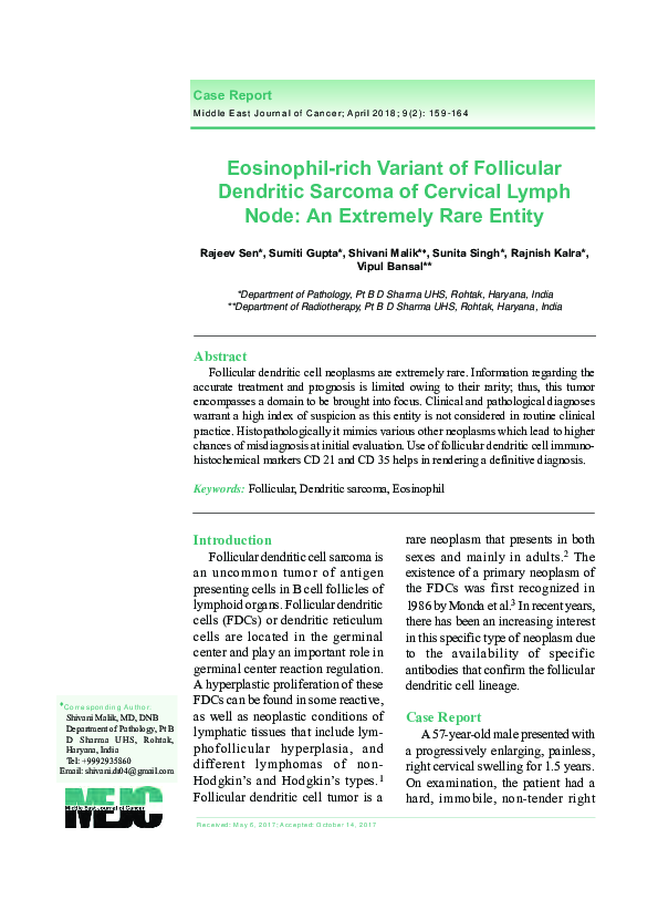  pdf eosinophil rich variant of follicular dendritic sarcoma of