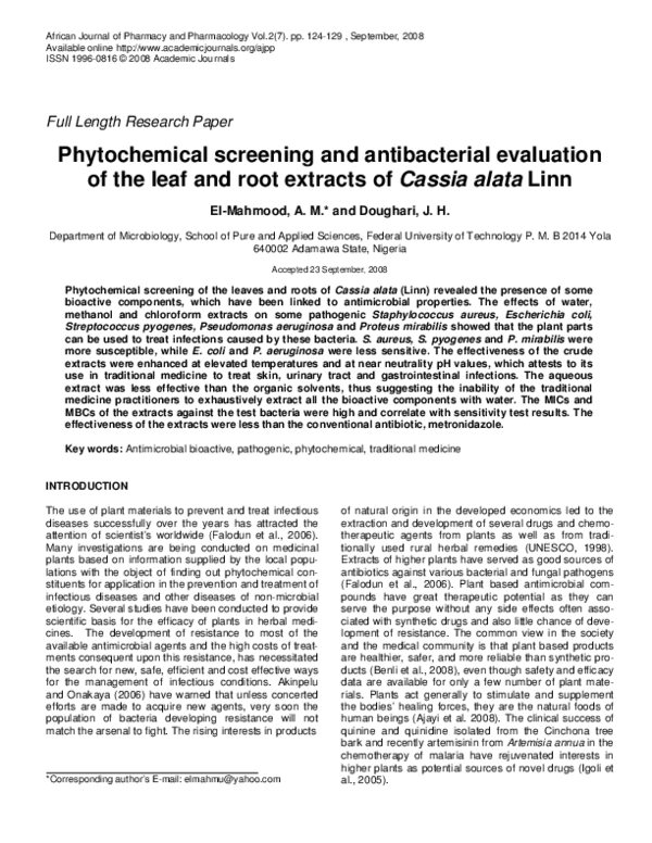 (PDF) Phytochemical screening and antibacterial evaluation of the leaf ...