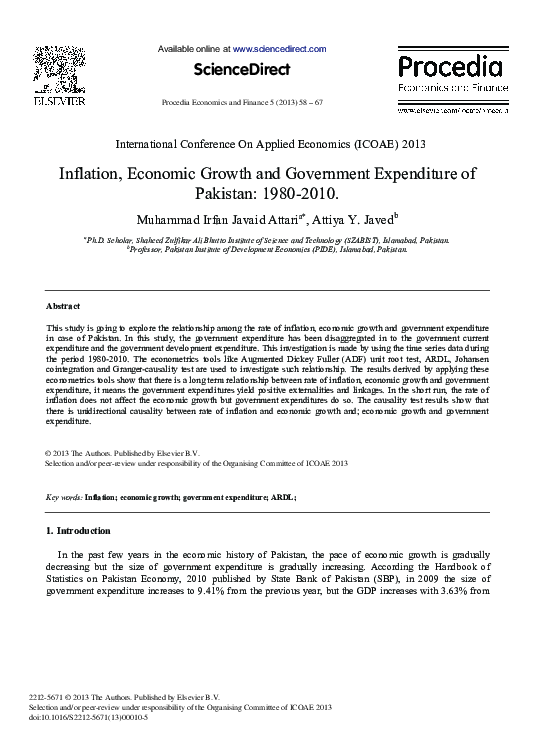 (PDF) Inflation, Economic Growth and Government Expenditure of Pakistan ...