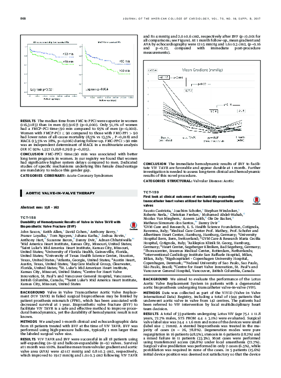 (PDF) TCT-158 Durability of Hemodynamic Results of Valve in Valve TAVR ...